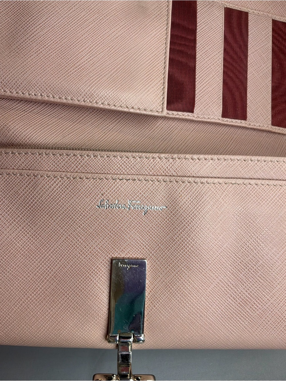 Salvatore Ferragamo Pink Saffiano Leather Wallet with Silver Hardware - Picture 3 of 8